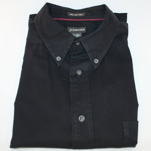 St. Johns Bay Fine Line Twill Short Sleeve Shirt XL Black - Picture 1 of 4